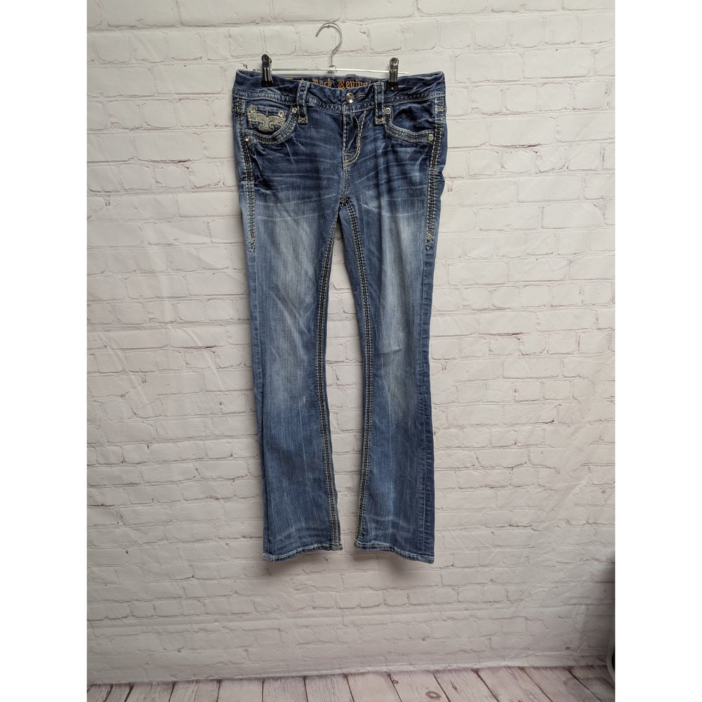 Women's Rock Revival Roselle Easy Boot 85 Crystal Stretch Denim Jeans  Sz 26 989